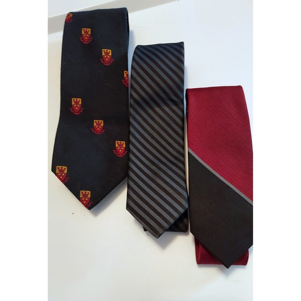Vtg 1950s 1960s Mens Slim Ties Repp Stripe Geometric Mid Century Modern Lot of 3